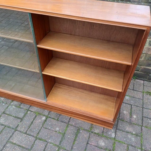 Mid-Century Classic Wood Glazed Display Bookcase with Thick Glass Doors, 1950s For Sale - Image 6 of 12