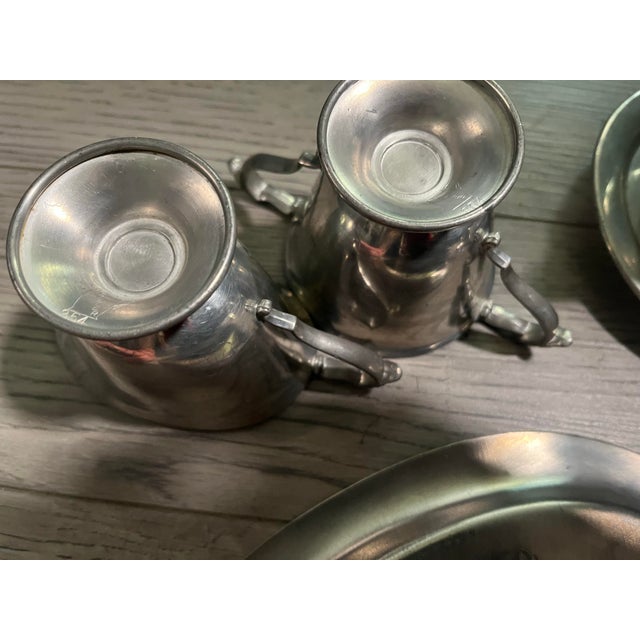 Victorian Antique Genuine Pewter Cream & Sugar Set W/ Serving Tray. All 3 Pieces Are Stamped W/ Their Catalog Production Numbers: (352, 357, 848) by Kirk Stieff For Sale - Image 3 of 6