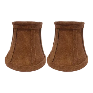 New Pair of Brown Chamois Fabric Chandelier Sconce Lined Clip on Lamp Shades