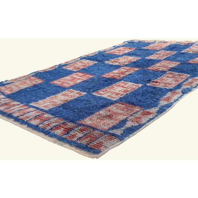 22002 Vintage Azilal Moroccan Rug, 04'02 x 07'04. The Harvest Sanctuary: A Vintage Azilal Moroccan Masterpiece of Enduring...