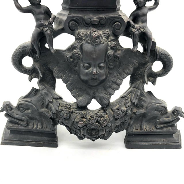 Antique Pair of Large Ornate Bronze Figural Chenet Andirons For Sale In New York - Image 6 of 12