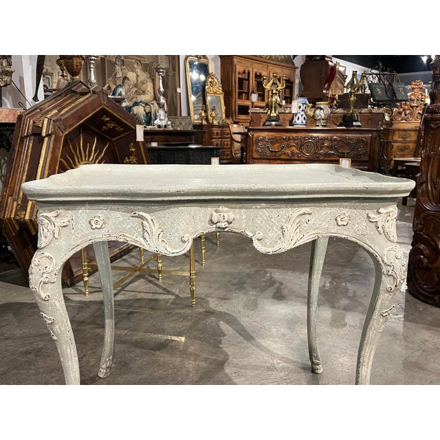 Late 20th Century French Régence Style Cabaret Side Table With Antique Painted Finish, 20th C. For Sale - Image 5 of 17