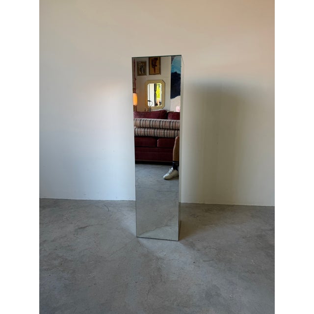 Transparent 1970s Vintage Beveled Mirror Cube Pedestal For Sale - Image 8 of 12