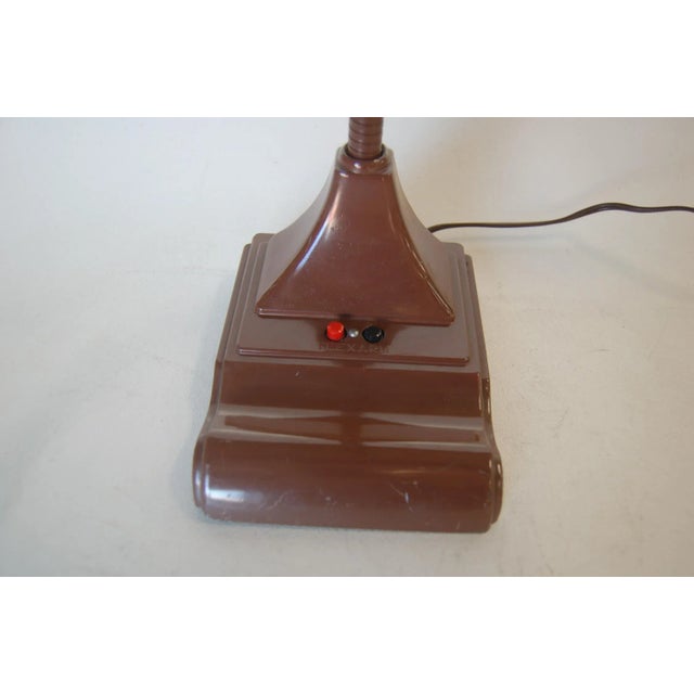 Industrial Mid Century Brown Enamel Fluorescent Gooseneck Desk Lamp by Art Specialty For Sale - Image 3 of 8