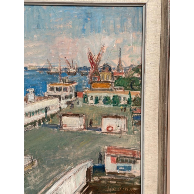 John Hedman, Malmö Harbour, 1960s, Oil Painting on Canvas, Framed For Sale - Image 13 of 15