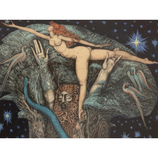 Adams Traum, Color etching, Framed For Sale - Image 4 of 12