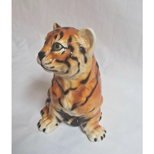 Italian Artist, Sculpture of a Tiger Cub, 1970s, Ceramic For Sale - Image 4 of 7