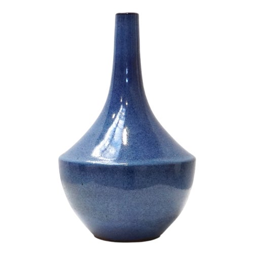 Blue-Glazed Tapered Vase by Roger Vandeweghe for Amphora, Belgium, 1960s For Sale