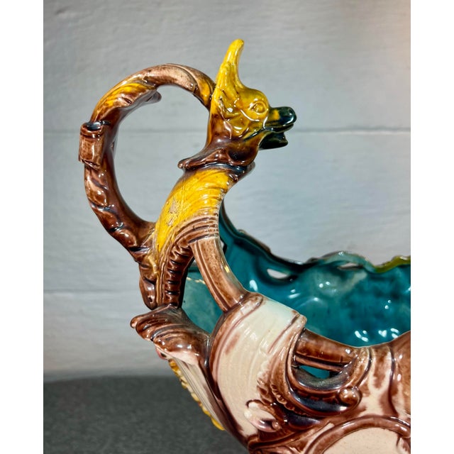 Rococo Antique Majolica Detailed Porcelain/Pottery Centerpiece Bowl For Sale - Image 3 of 12