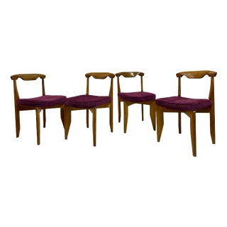 Mid-Century Oak Dining Chairs by Guillerme et Chambron, 1960s, Set of 4 For Sale