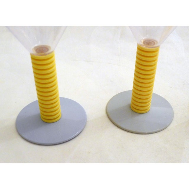 Vintage Two-Tone Stemmed Cocktail Glasses, 1980s, Set of 6 For Sale - Image 6 of 10