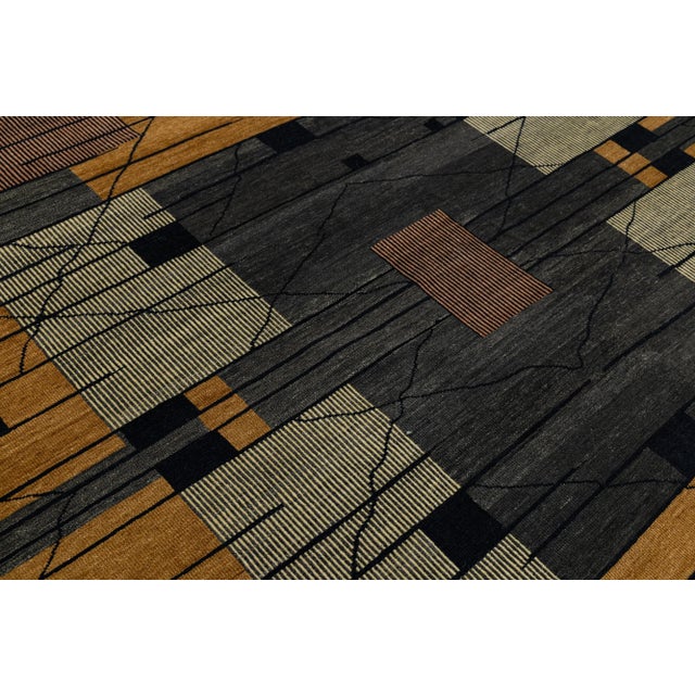 Modern Turkish Woven Wool Rug With Art Deco Design in Earthy Tones For Sale - Image 9 of 10