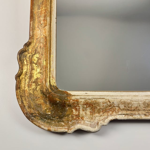 Wood Antique Gilded Carved Wood Wall Mirror, 19th Century For Sale - Image 7 of 10