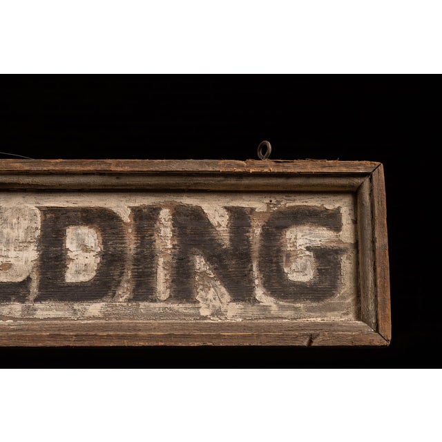 Wood Vintage “East Building” Painted Wood Directional Sign For Sale - Image 7 of 11