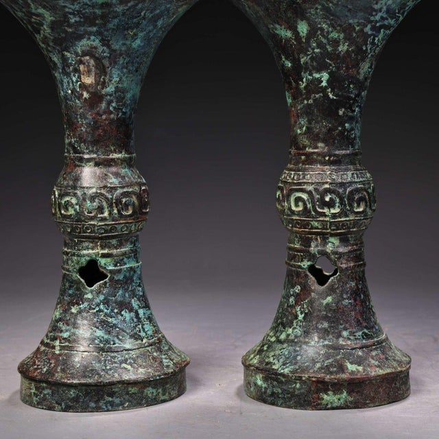 Bronze Antique Bronze Stemmed Cups With Inscriptions - Pair For Sale - Image 8 of 12