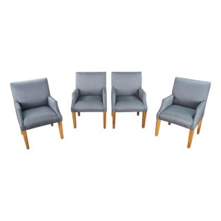 4 Ralph Lauren Traditional Ash Grey Lauren Studio Modern Dining Game Arm Chairs For Sale