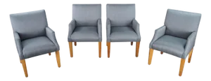 4 Ralph Lauren Traditional Ash Grey Lauren Studio Modern Dining Game Arm Chairs