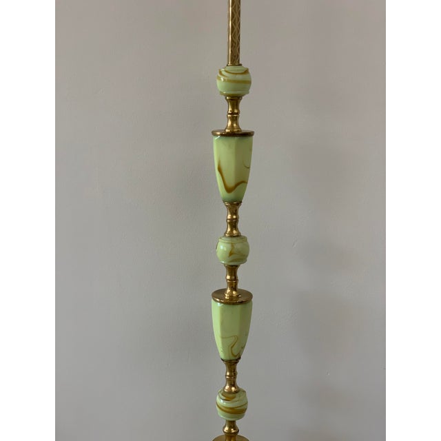 Art Deco Brass Uranium Jadeite Agate Glass Floor Lamp Chairish