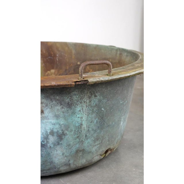 Large Antique Copper Kettle or Basin For Sale - Image 11 of 15