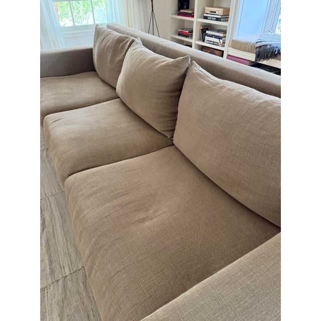 Custom-Designed Sofa Upholstered in Pierre Frey Linen Fabric For Sale - Image 4 of 9