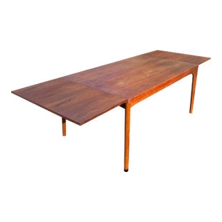 Vintage Danish Modern Teak Dining Table Extendable Retractable For Sale