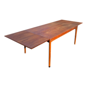Vintage Danish Modern Teak Dining Table Extendable Retractable