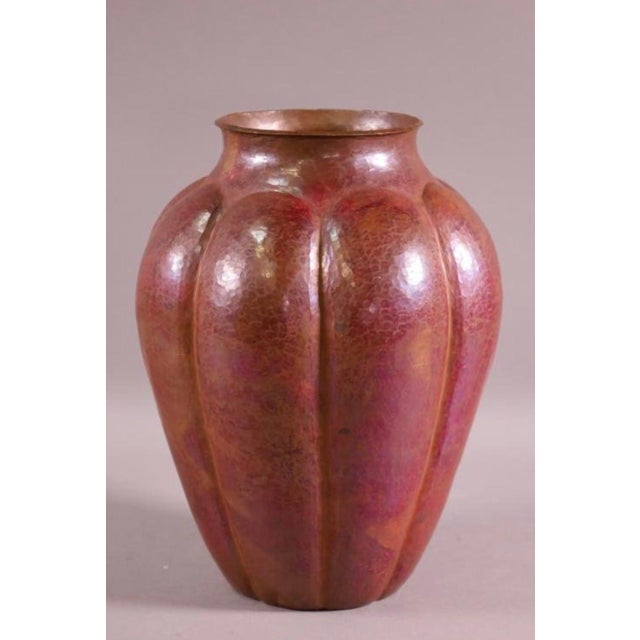 Lovely Arts and Crafts "pumpkin" from hand hammered copper vase. Out of a local estate the piece has great patina and...
