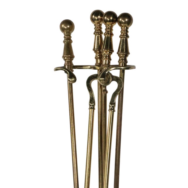 Mid 20th Century 5 Pc. Brass Fireplace Tool Set For Sale In New York - Image 6 of 9