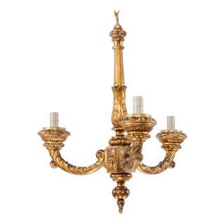 Mid 20th Century French Gilt & Carved Column Chandelier For Sale