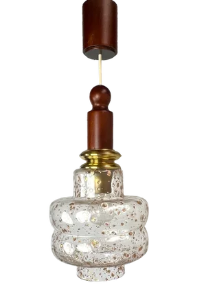 Mid-Century Teak and Glass Pendant Lamp in the Style of Temde, 1960s