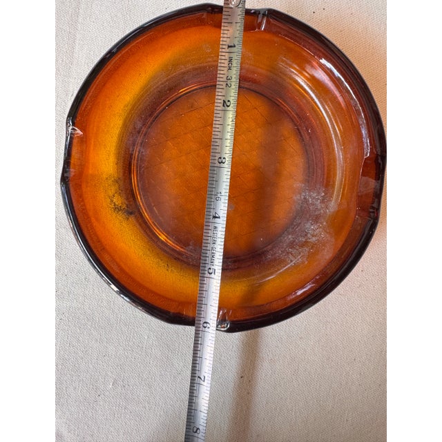 Glass Pair of Vintage Amber Colored Ashtrays For Sale - Image 7 of 10