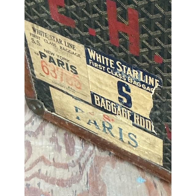 Early 20th Century Vintage Boho Goyard Steamer Trunk For Sale - Image 5 of 17