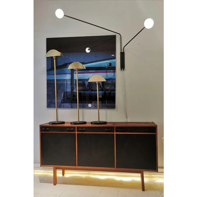 Wall light 2 Anakee arms, the black lacquered iron arms measure 90cm and 110cm, the glass sphere has a diameter of 10cm,...