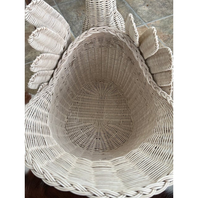 Mid 20th Century Woven Wicker Rattan Goose or Swan Basket For Sale - Image 6 of 11