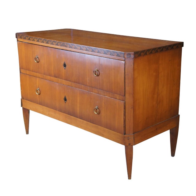Victorian Antique German Biedermeier Cherry Dresser Chest of Drawers Console Commode 46" For Sale - Image 3 of 12