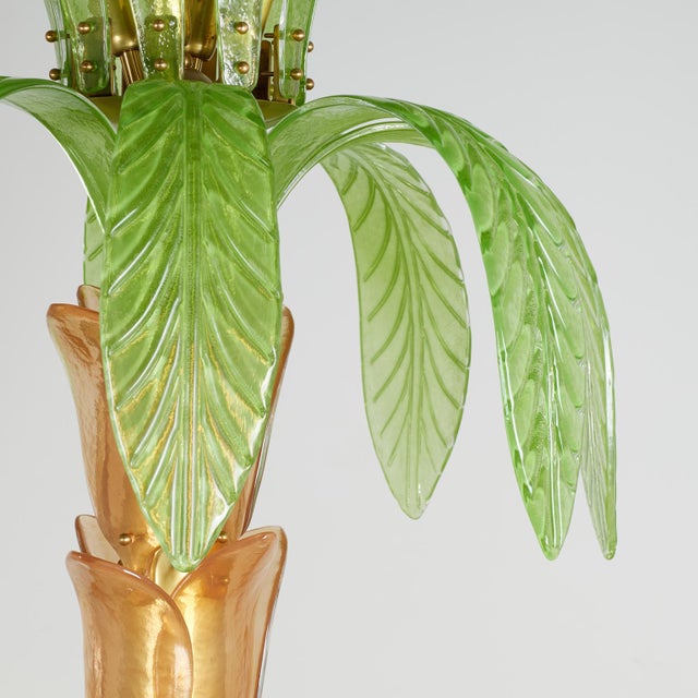 Vintage Italian Glass and Brass Palm Tree Floor Lamp For Sale In West Palm - Image 6 of 11
