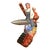 A rare unique original sculpture, peasants ride a blasting missile holding a scroll reading "We will Catch Up to you...