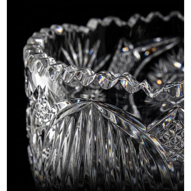 Victorian Antique American Brilliant Period Cut Crystal 3-Footed Centerpiece Bowl - 8.5" For Sale - Image 3 of 5