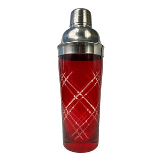 1930s American Ruby Red Etched Glass Shaker For Sale