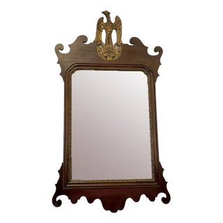 Large Edwardian Inlaid and Gilt Mahogany Fretted Wall Mirror, 1900s For Sale