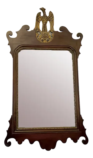 Large Edwardian Inlaid and Gilt Mahogany Fretted Wall Mirror, 1900s