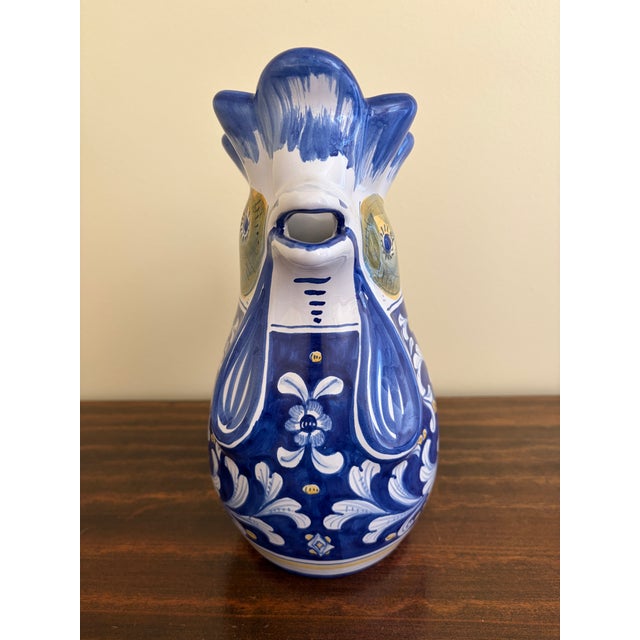 Ceramic Late 20th Century Cama Deruta Hand-Painted Italian Faience Chicken Pitcher For Sale - Image 7 of 11
