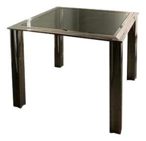 Steel and Glass Square Dining Table, 1970s