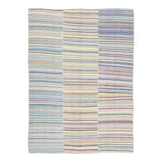 Vintage Panelled Kilim Wool Rug With Pastel Stripes by Rug & Kilim, 1950-1959 For Sale