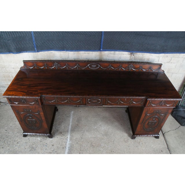 19th Century Antique English Georgian Style Neoclassical Mahogany Sideboard Buffet For Sale - Image 4 of 12