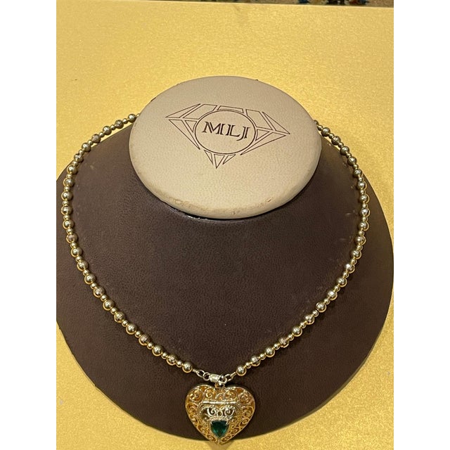 Vintage 14 Karat Yellow Gold Heart Locket WITH Natural Emerald , NO CHAIN For Sale - Image 12 of 18