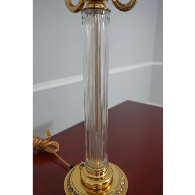 Brass Candelabra Design Glass Column & Brass Table Lamp For Sale - Image 8 of 10