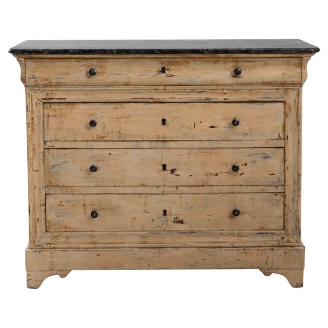 1880s French Wood Patinated Chest of Drawers With Marble Top For Sale - Image 15 of 18