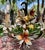 Mid-Century Modern Vintage 1960’s Italian Hand Painted Polychrome 5 Arm Metal Tole Chandelier With Lilies For Sale - Image 3 of 12