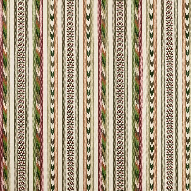 Morris & Co. Bloomsbury Stripe Fabric in Forest/Madder - a sample For Sale